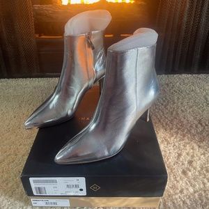 Halogen brand, size 8 genuine leather SILVER ANKLE STILETTO BOOTS